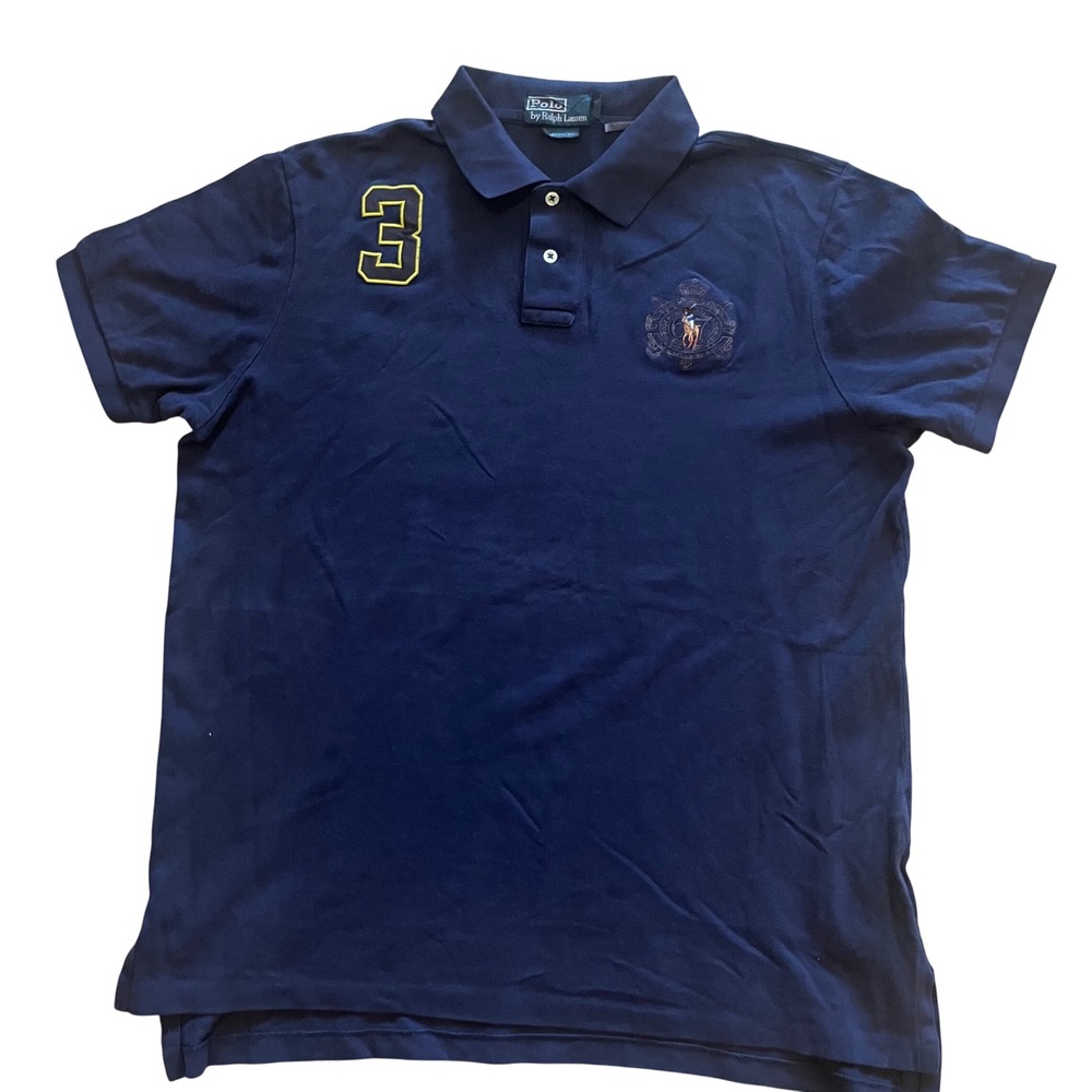 Polo Ralph Lauren Mens Custom Fit Crest Polo Shirt Navy Blue XL